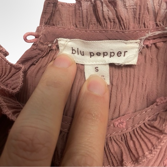 Blu Pepper By Anthropologie Pink Textured Blouse Boho Size Small - Picture 2 of 4